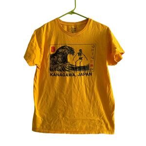 Artist Union Kanagawa Japan Great Wave Tee Mens Medium Yellow